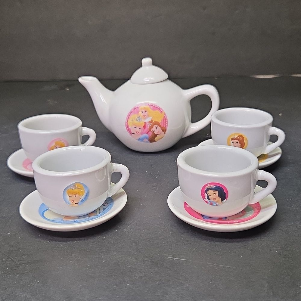 Disney Princess 10‎ Pieces Mini Porcelain Tea Cup Saucer Teapot With Lid Set